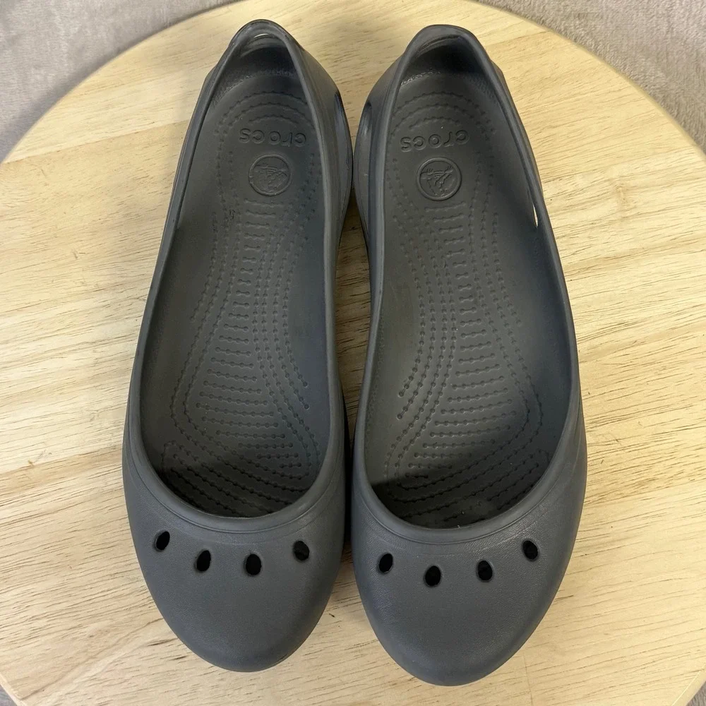 Crocs Kadee Flats Womens 9 Dark Gray Charcoal Ballet Slip On Comfort Shoes